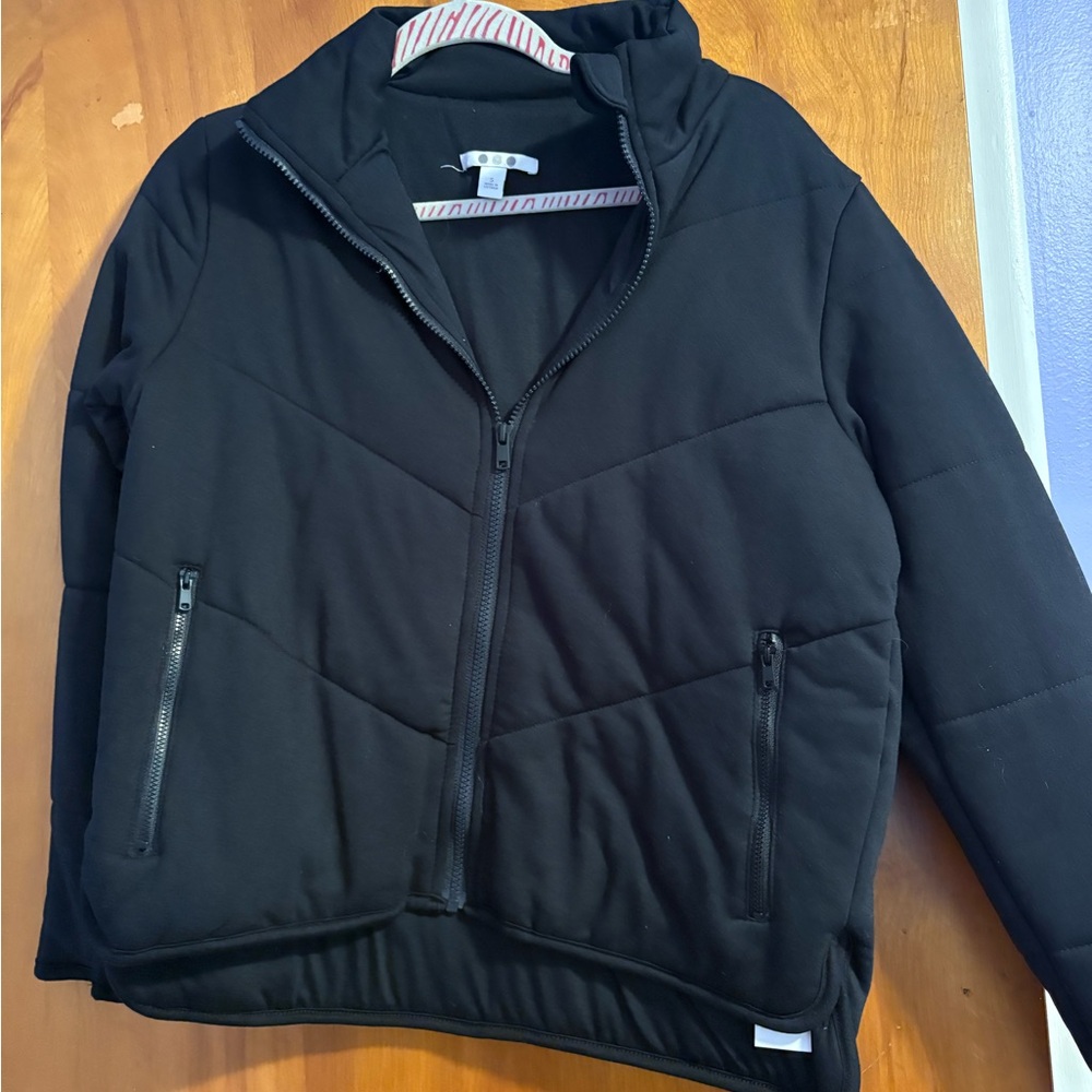 Black Quilted Zip-Up Jacket